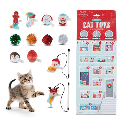 12 Day Festive Whisker Wonderland Advent Calendar Surprise Each Day For 12 days Christmas Gift Box for Cats with Catnip-Infused Delights Plush Crinkle Balls and More for Holiday